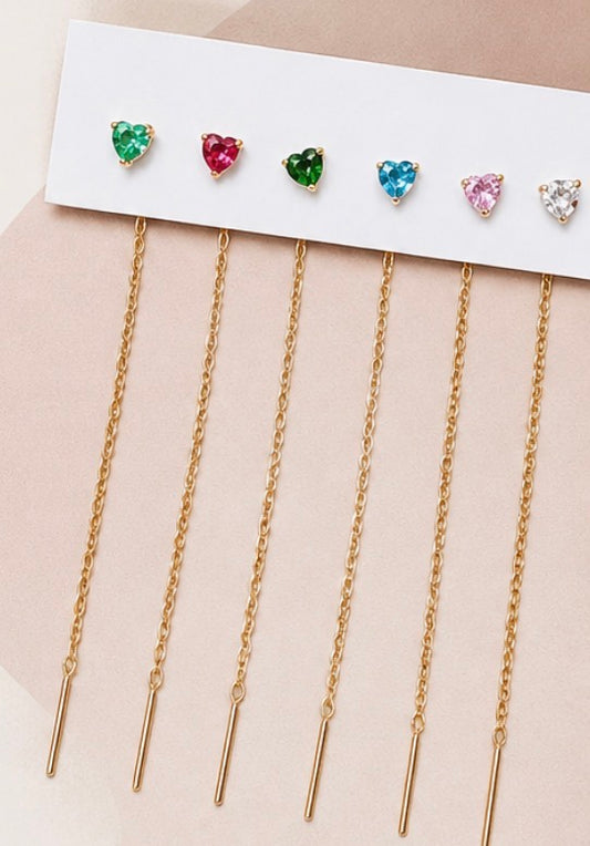 Set orecchini saliscendi heart